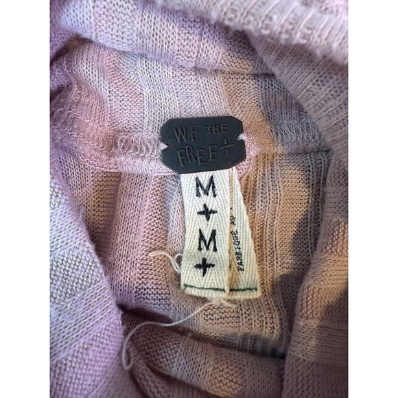 Free People Espresso Rib Top Tunic Pale Mauve Sweater Womens Size Medium C731 - Picture 8 of 12